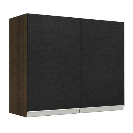 Mueble Superior de Cocina Glamy Marron y Negro 80x66cm con Dos Entrepaños y con Dos Puertas - MUEBLES SUPERIORES DE COCINA | Bylmo
