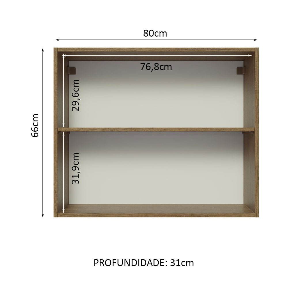 Mueble Superior de Cocina Glamy Marron y Negro 80x66cm con Dos Entrepaños y con Dos Puertas - MUEBLES SUPERIORES DE COCINA | Bylmo