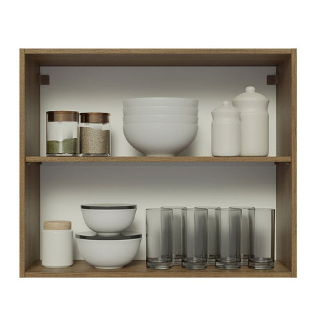 Mueble Superior de Cocina Glamy Marron y Negro 80x66cm con Dos Entrepaños y con Dos Puertas - MUEBLES SUPERIORES DE COCINA | Bylmo