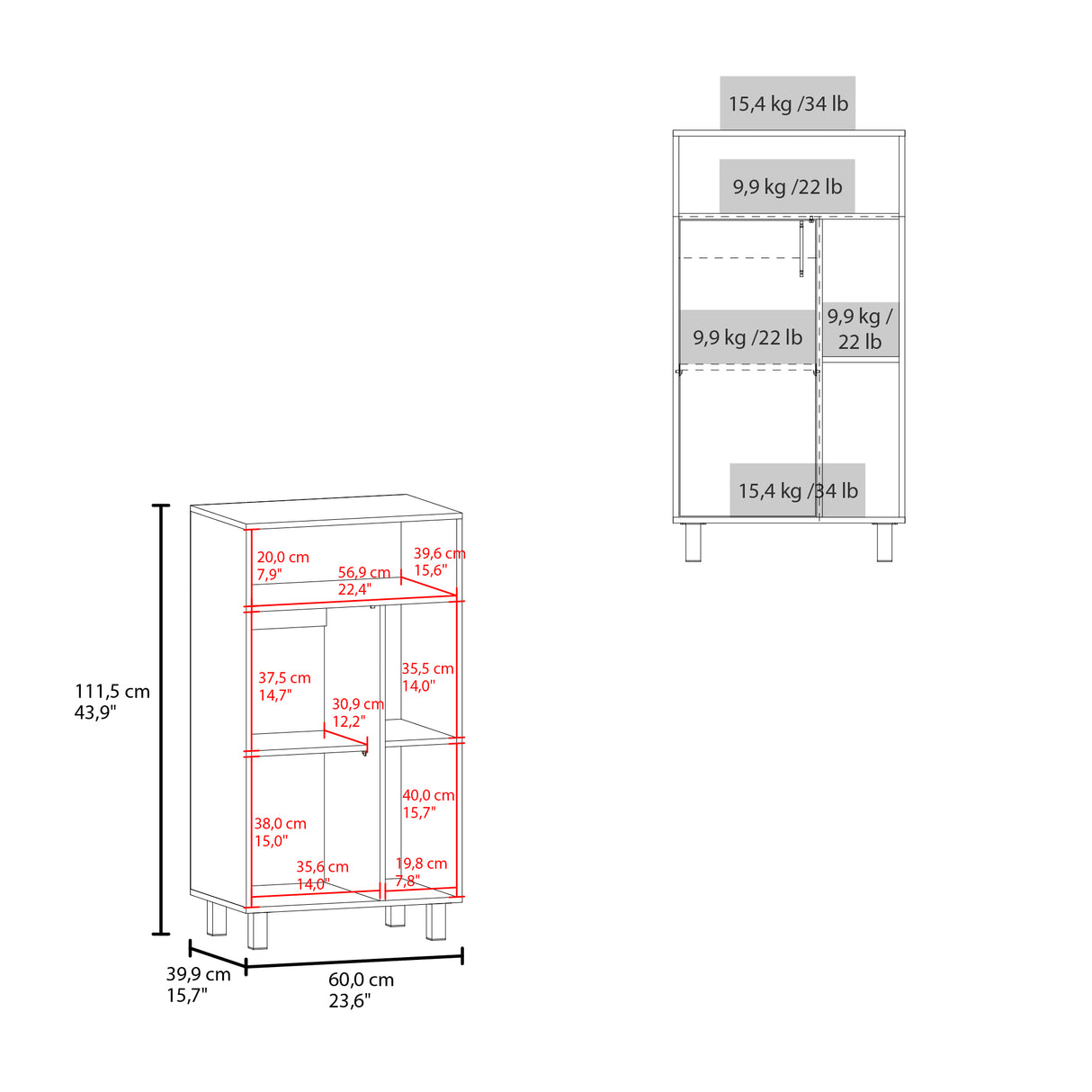 Archivador Bryce Blanco 60x111.5cm Tamaño Oficio con Patas - ARCHIVADORES | Bylmo