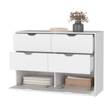 Cómoda Basilea Blanco 10.71x77.6cm de Tres Hileras con Cuatro Cajones - CAJONERAS Y COMODAS | Bylmo