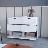 Cómoda Basilea Blanco 10.71x77.6cm de Tres Hileras con Cuatro Cajones - CAJONERAS Y COMODAS | Bylmo