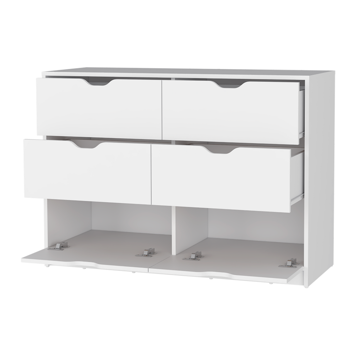 Cómoda Basilea Blanco 10.71x77.6cm de Tres Hileras con Cuatro Cajones - CAJONERAS Y COMODAS | Bylmo