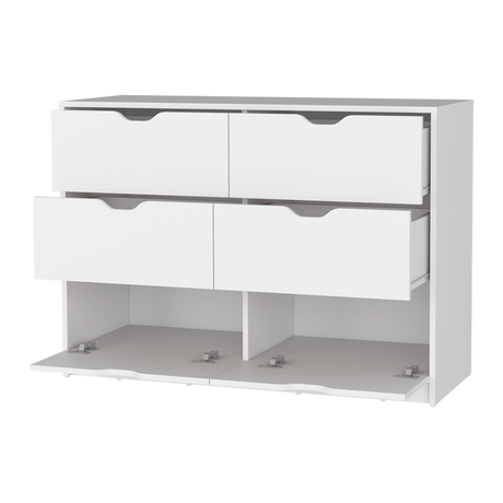 Cómoda Basilea Blanco 10.71x77.6cm de Tres Hileras con Cuatro Cajones - CAJONERAS Y COMODAS | Bylmo
