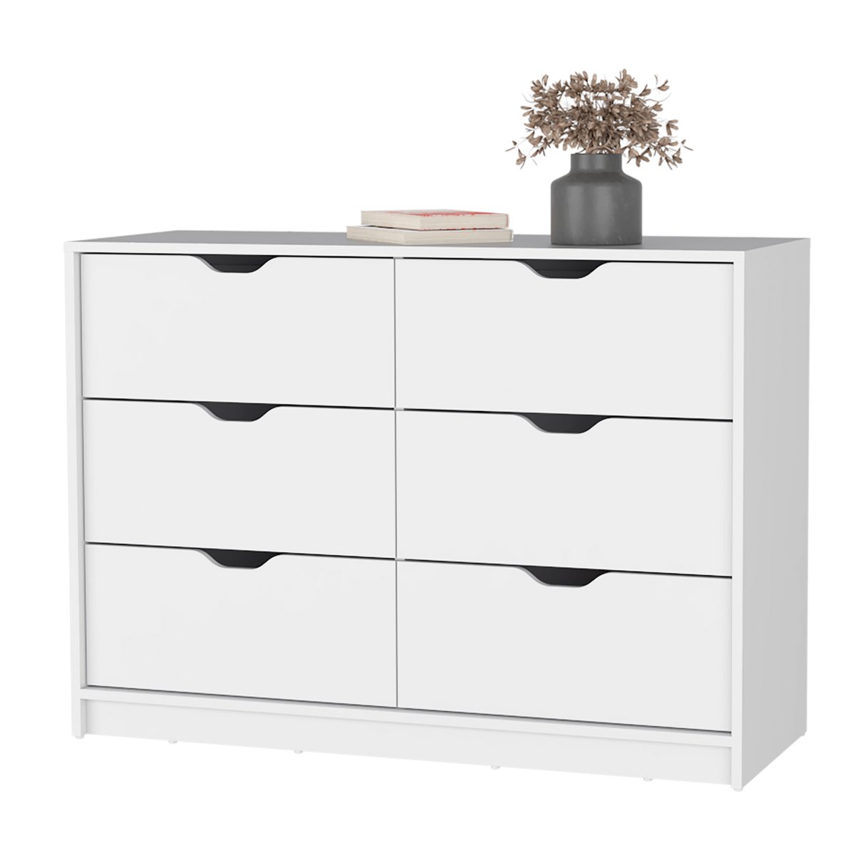 Cómoda Basilea Blanco 10.71x77.6cm de Tres Hileras con Cuatro Cajones - CAJONERAS Y COMODAS | Bylmo