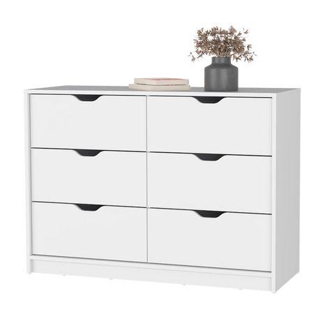 Cómoda Basilea Blanco 10.71x77.6cm de Tres Hileras con Cuatro Cajones - CAJONERAS Y COMODAS | Bylmo