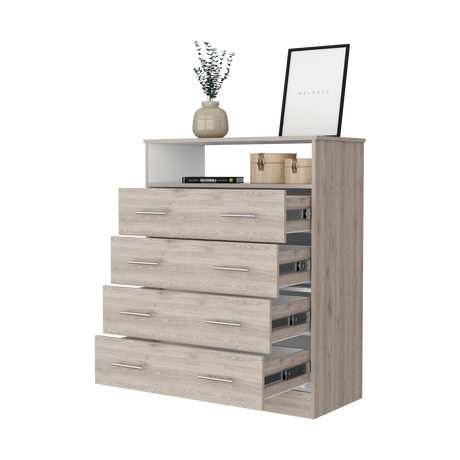 Cómoda Peru Blanco y Ceniza 84x109.6cm de Cuartro Hileras con Cuatro Cajones - CAJONERAS Y COMODAS | Bylmo