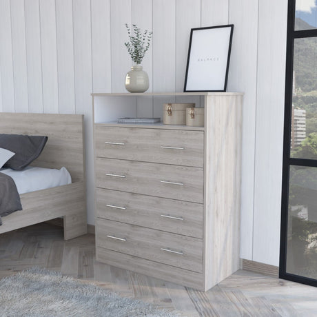 Cómoda Peru Blanco y Ceniza 84x109.6cm de Cuartro Hileras con Cuatro Cajones - CAJONERAS Y COMODAS | Bylmo