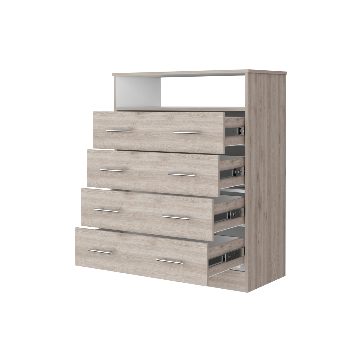 Cómoda Peru Blanco y Ceniza 84x109.6cm de Cuartro Hileras con Cuatro Cajones - CAJONERAS Y COMODAS | Bylmo