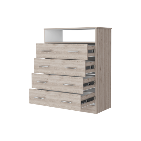 Cómoda Peru Blanco y Ceniza 84x109.6cm de Cuartro Hileras con Cuatro Cajones - CAJONERAS Y COMODAS | Bylmo