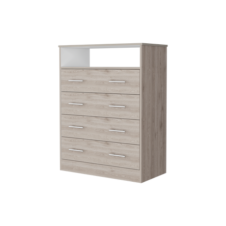 Cómoda Peru Blanco y Ceniza 84x109.6cm de Cuartro Hileras con Cuatro Cajones - CAJONERAS Y COMODAS | Bylmo