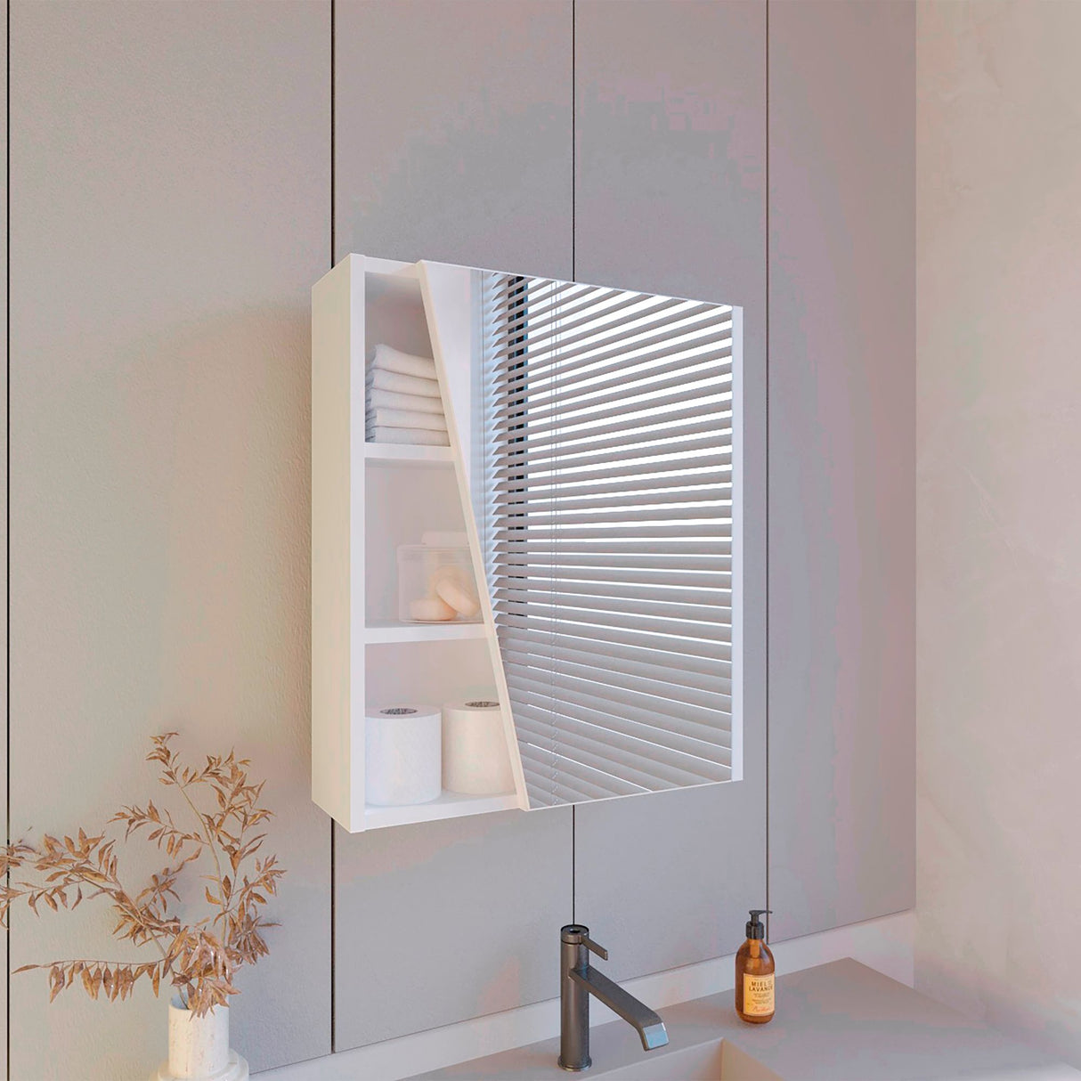 Gabinete de Baño Quintana Blanco 50x59.1cm con Espejo y con Cinco Entrepaños - GABINETES DE BANHO | Bylmo