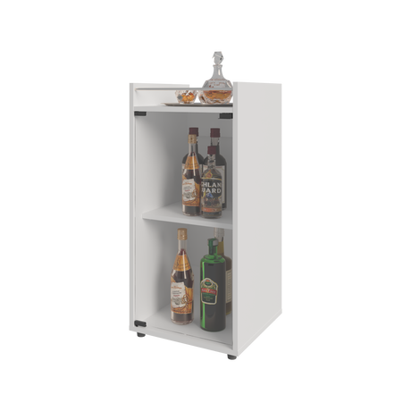 Mini Bar Theba Blanco 38.1x81.3cm sin Cajones y con Tres Comparrtimientos - BARES | Bylmo