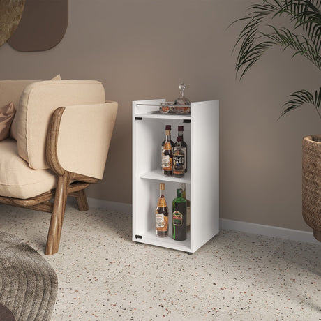 Mini Bar Theba Blanco 38.1x81.3cm sin Cajones y con Tres Comparrtimientos - BARES | Bylmo