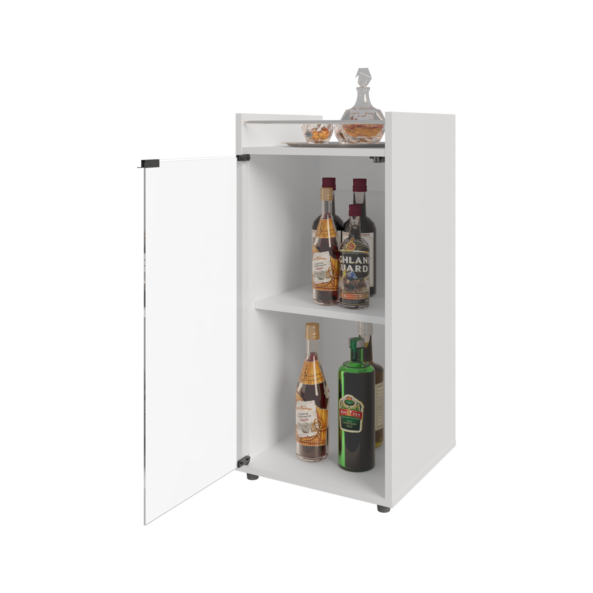 Mini Bar Theba Blanco 38.1x81.3cm sin Cajones y con Tres Comparrtimientos - BARES | Bylmo