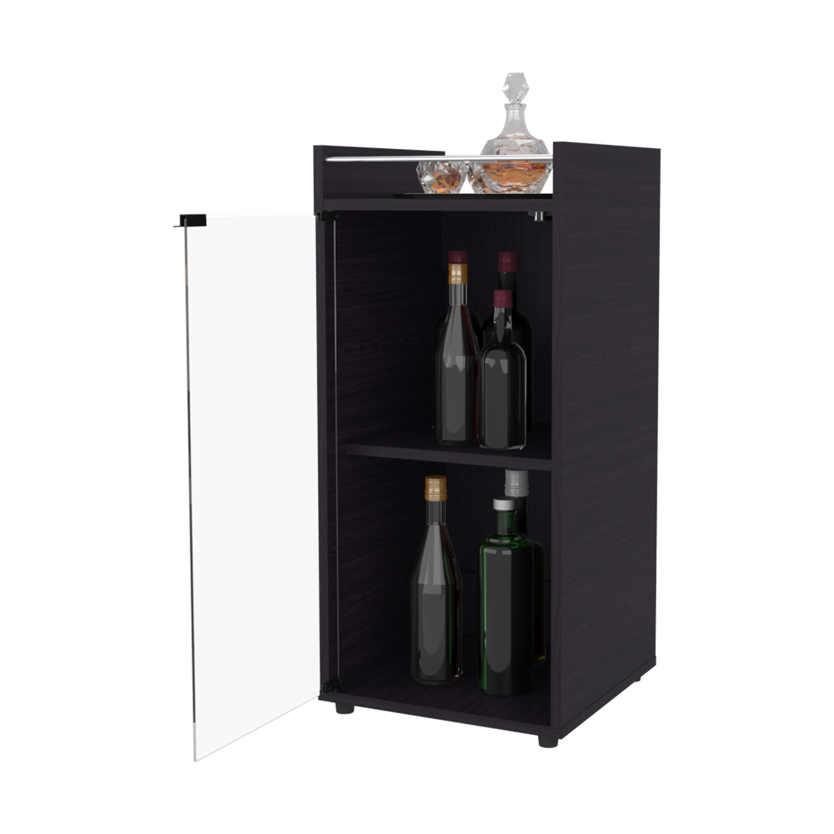 Mini Bar Theba Wengue 38.1x81.3cm sin Cajones y con Tres Comparrtimientos - BARES | Bylmo