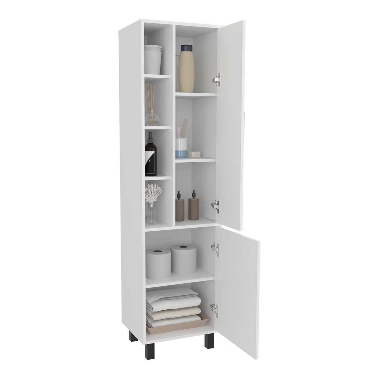 Alacena Staton Blanco 45.5x173cm sin Cajones y con Dos Puertas - ALACENAS Y MUEBLES MICROONDAS | Bylmo