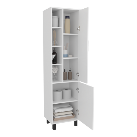 Alacena Staton Blanco 45.5x173cm sin Cajones y con Dos Puertas - ALACENAS Y MUEBLES MICROONDAS | Bylmo