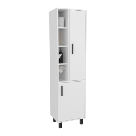 Alacena Staton Blanco 45.5x173cm sin Cajones y con Dos Puertas - ALACENAS Y MUEBLES MICROONDAS | Bylmo