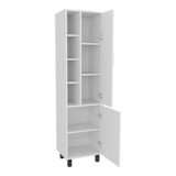 Alacena Staton Blanco 45.5x173cm sin Cajones y con Dos Puertas - ALACENAS Y MUEBLES MICROONDAS | Bylmo