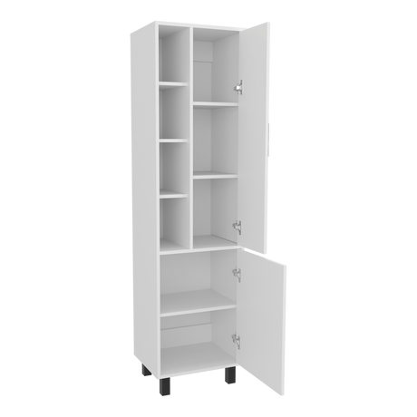 Alacena Staton Blanco 45.5x173cm sin Cajones y con Dos Puertas - ALACENAS Y MUEBLES MICROONDAS | Bylmo