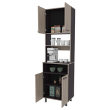 Alacena Otomo Wengue y Bardolino 60x204cm sin Cajones y con Cuatro Puertas - ALACENAS Y MUEBLES MICROONDAS | Bylmo