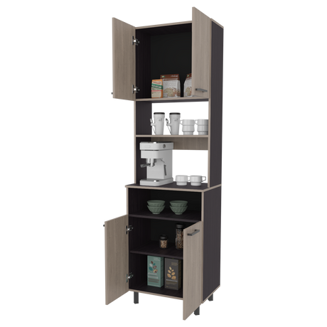 Alacena Otomo Wengue y Bardolino 60x204cm sin Cajones y con Cuatro Puertas - ALACENAS Y MUEBLES MICROONDAS | Bylmo