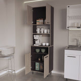 Alacena Otomo Wengue y Bardolino 60x204cm sin Cajones y con Cuatro Puertas - ALACENAS Y MUEBLES MICROONDAS | Bylmo