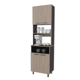 Alacena Otomo Wengue y Bardolino 60x204cm sin Cajones y con Cuatro Puertas - ALACENAS Y MUEBLES MICROONDAS | Bylmo