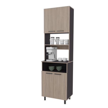 Alacena Otomo Wengue y Bardolino 60x204cm sin Cajones y con Cuatro Puertas - ALACENAS Y MUEBLES MICROONDAS | Bylmo