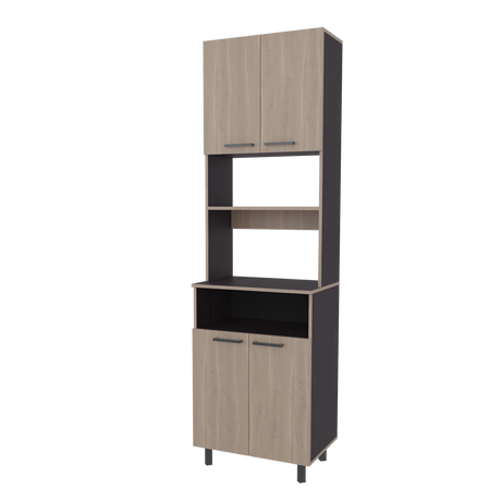 Alacena Otomo Wengue y Bardolino 60x204cm sin Cajones y con Cuatro Puertas - ALACENAS Y MUEBLES MICROONDAS | Bylmo