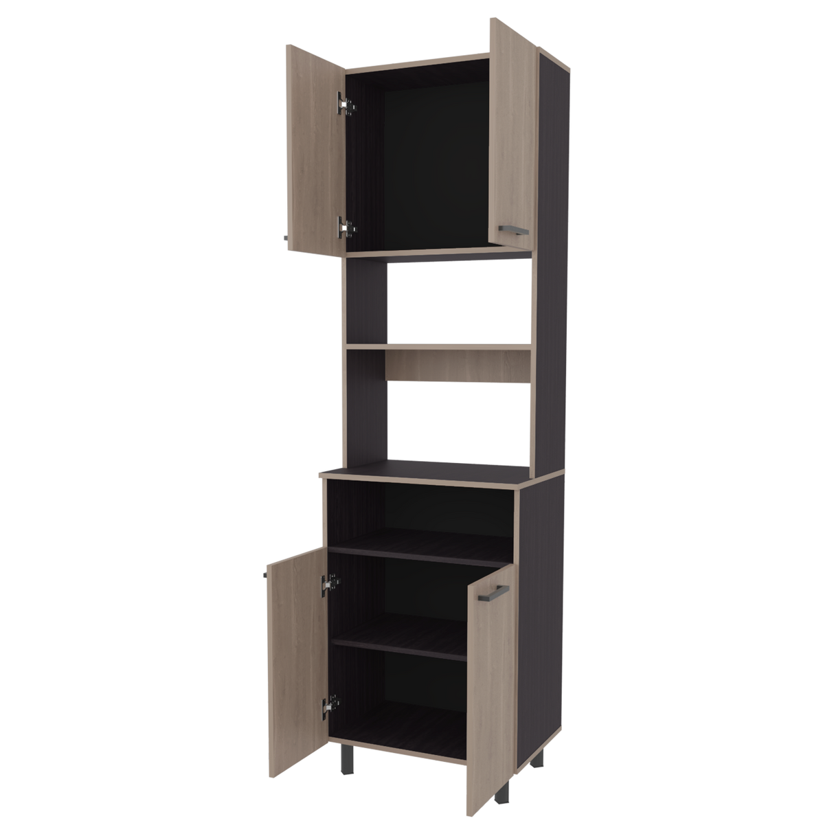 Alacena Otomo Wengue y Bardolino 60x204cm sin Cajones y con Cuatro Puertas - ALACENAS Y MUEBLES MICROONDAS | Bylmo