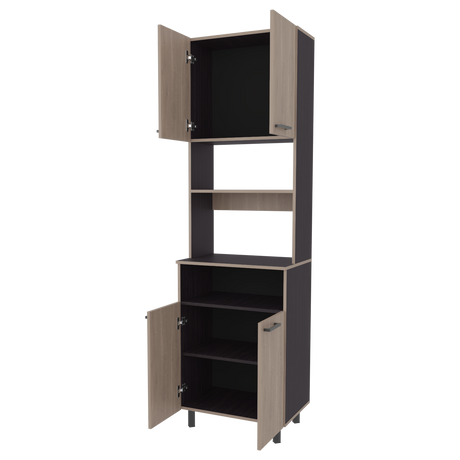 Alacena Otomo Wengue y Bardolino 60x204cm sin Cajones y con Cuatro Puertas - ALACENAS Y MUEBLES MICROONDAS | Bylmo