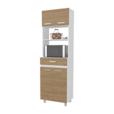 Mueble Microondas Sicilia Fresno y Blanco 62.1x201cm con Un Cajón y con Cuatro Puertas - ALACENAS Y MUEBLES MICROONDAS | Bylmo