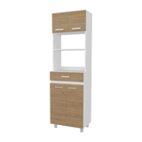 Mueble Microondas Sicilia Fresno y Blanco 62.1x201cm con Un Cajón y con Cuatro Puertas - ALACENAS Y MUEBLES MICROONDAS | Bylmo