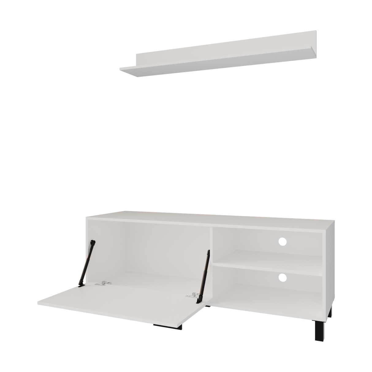 Mesa para TV Bryce Blanco 140x53cm Pata TV Hasta 60 Pulgadas con Tres Compartimientos - MUEBLES DE TV | Bylmo