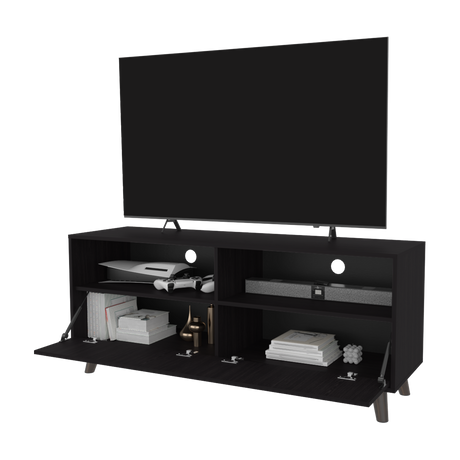 Rack de TV Patrick Wengue 139x59cm Pata TV Hasta 60 Pulgadas con Cuatro Compartimientos - MUEBLES DE TV | Bylmo
