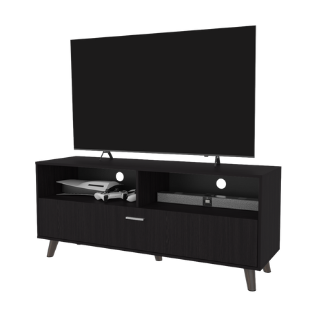 Rack de TV Patrick Wengue 139x59cm Pata TV Hasta 60 Pulgadas con Cuatro Compartimientos - MUEBLES DE TV | Bylmo