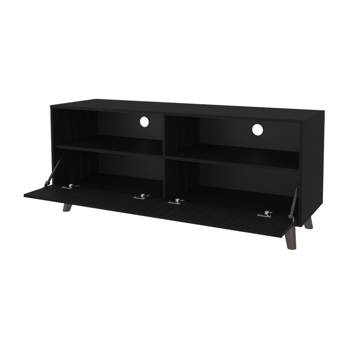Rack de TV Patrick Wengue 139x59cm Pata TV Hasta 60 Pulgadas con Cuatro Compartimientos - MUEBLES DE TV | Bylmo