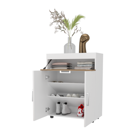 Zapatero Belton Blanco y Fresno 70.6x90cm de Cuatro Niveles Para Diez Pares - ZAPATEROS | Bylmo