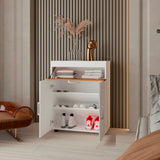 Zapatero Belton Blanco y Fresno 70.6x90cm de Cuatro Niveles Para Diez Pares - ZAPATEROS | Bylmo