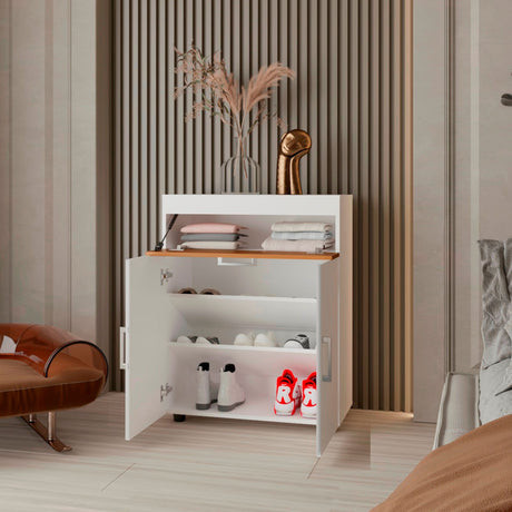 Zapatero Belton Blanco y Fresno 70.6x90cm de Cuatro Niveles Para Diez Pares - ZAPATEROS | Bylmo