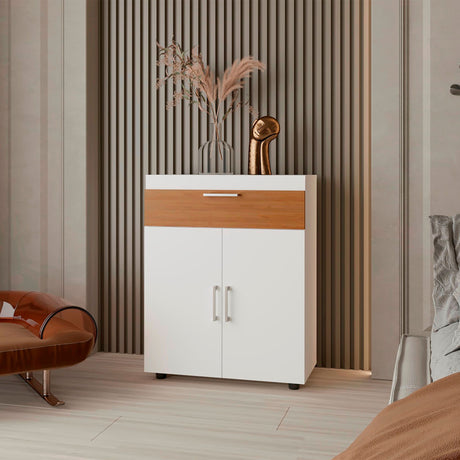 Zapatero Belton Blanco y Fresno 70.6x90cm de Cuatro Niveles Para Diez Pares - ZAPATEROS | Bylmo