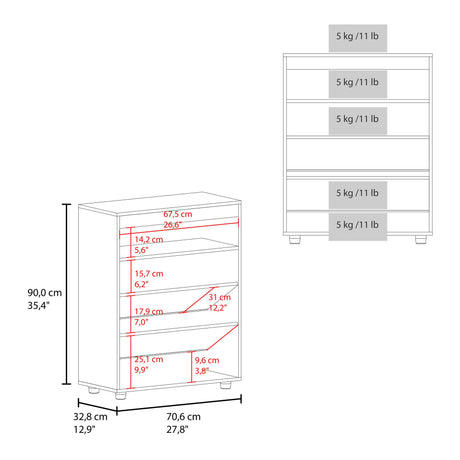 Zapatero Belton Blanco y Fresno 70.6x90cm de Cuatro Niveles Para Diez Pares - ZAPATEROS | Bylmo