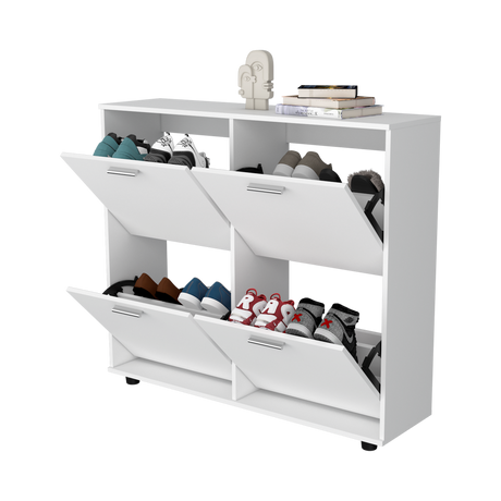 Zapatero Opal Blanco 110x96.5cm de Dos Niveles Para Dieciséis Pares - ZAPATEROS | Bylmo