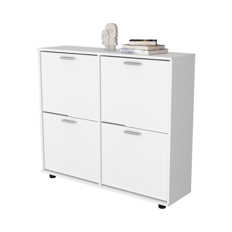 Zapatero Opal Blanco 110x96.5cm de Dos Niveles Para Dieciséis Pares - ZAPATEROS | Bylmo