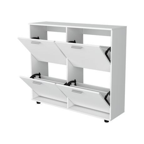 Zapatero Opal Blanco 110x96.5cm de Dos Niveles Para Dieciséis Pares - ZAPATEROS | Bylmo