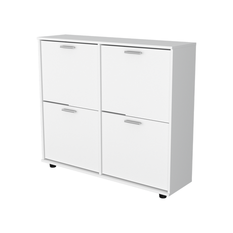 Zapatero Opal Blanco 110x96.5cm de Dos Niveles Para Dieciséis Pares - ZAPATEROS | Bylmo