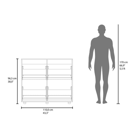 Zapatero Opal Blanco 110x96.5cm de Dos Niveles Para Dieciséis Pares - ZAPATEROS | Bylmo