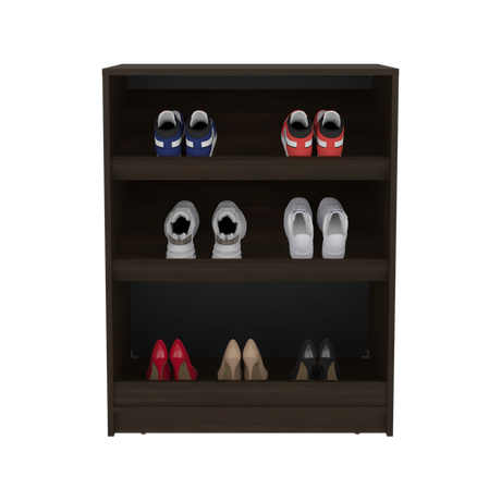 Zapatero Toby Nogal 70x90.6cm de Tres Niveles Para Doce Pares - ZAPATEROS | Bylmo